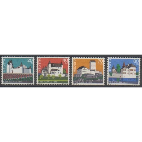 Swiss - 1977 - Nb 1026/1029 - Castles