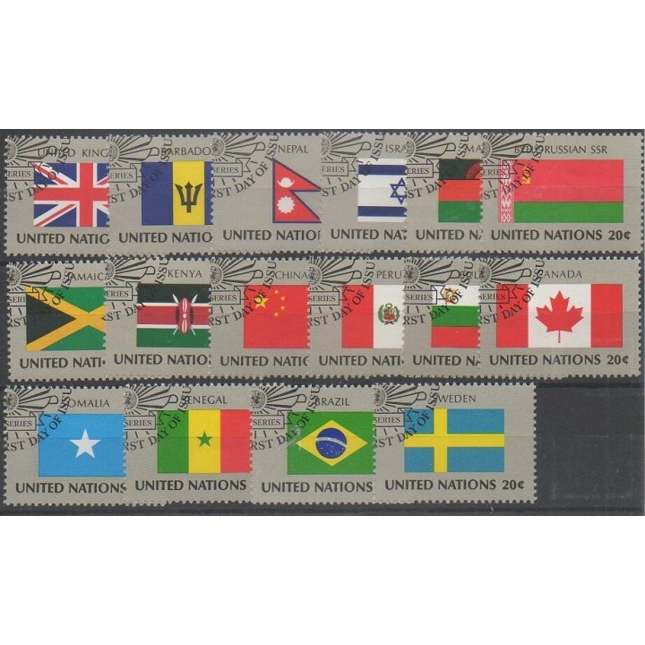 Stamps - United Nations (UN - New York) - 1983 - Nb 390/405 - Flags - Used