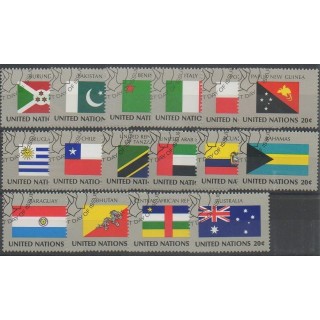 Timbres - Nations Unies (ONU - New-York) - 1984 - No 416/431 - Drapeaux - Oblitéré