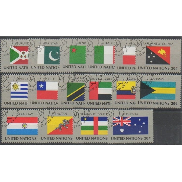 Timbres - Nations Unies (ONU - New-York) - 1984 - No 416/431 - Drapeaux - Oblitéré