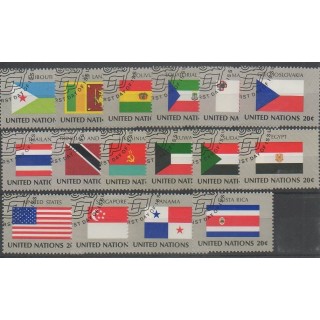 Timbres - Nations Unies (ONU - New-York) - 1981 - No 341/356 - Drapeaux - Oblitéré