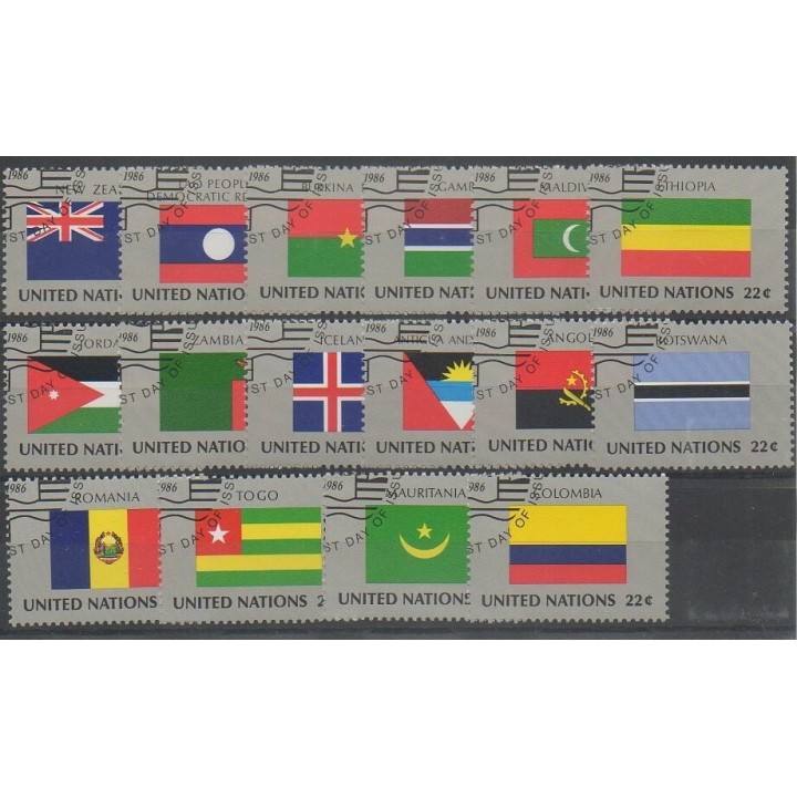 Stamps - United Nations (UN - New York) - 1986 - Nb 467/482 - Flags - Used