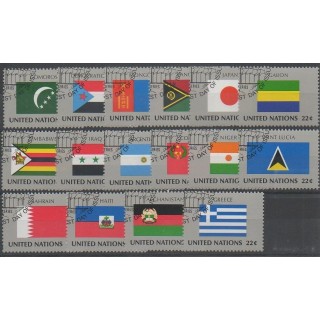 Timbres - Nations Unies (ONU - New-York) - 1987 - No 492/507 - Drapeaux - Oblitéré