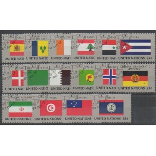 Stamps - United Nations (UN - New York) - 1988 - Nb 521/536 - Flags - Used