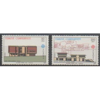 Timbres - Turquie - 1987 - No 2533/2534 - Monuments - Europa