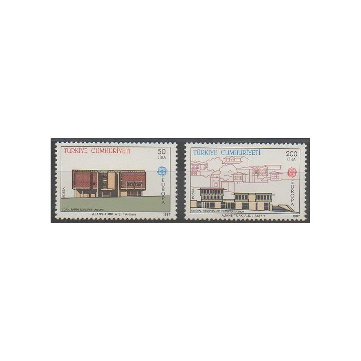 Timbres - Turquie - 1987 - No 2533/2534 - Monuments - Europa