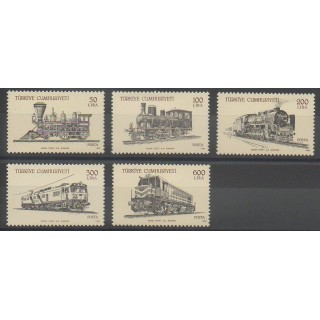 Timbres - Turquie - 1988 - No 2563/2567 - Chemins de fer