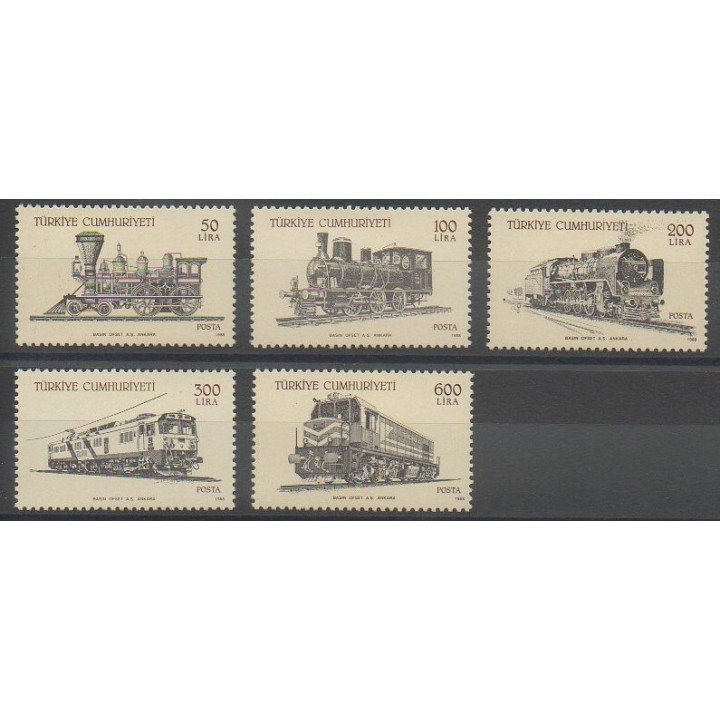 Timbres - Turquie - 1988 - No 2563/2567 - Chemins de fer