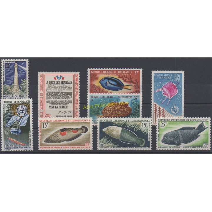 Timbres  - Nouvelle-Calédonie - Année complète - 1965 - No 326/327 et PA77/PA83