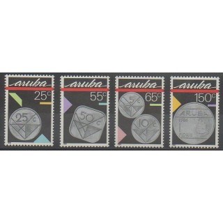 Stamps - Aruba (Netherlands Antilles) - 1988 - Nb 40/43 - Coins, Banknotes Or Medals