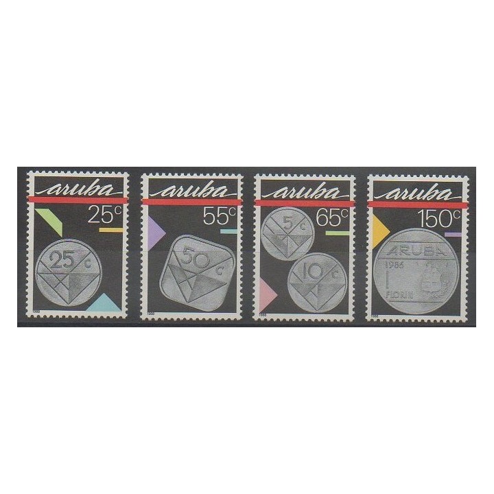 Timbres - Aruba - 1988 - No 40/43 - Monnaies, billets ou médailles
