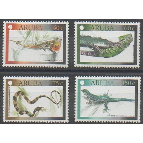 Aruba - 2000 - No 250/253 - Reptiles - Insectes