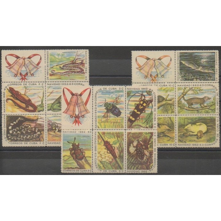 Timbres - Cub - 1962 - No 642/656 - Reptiles - Insectes - Mammifères