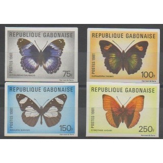 Timbres - Gabon - 1981 - No 474/477ND - Insectes