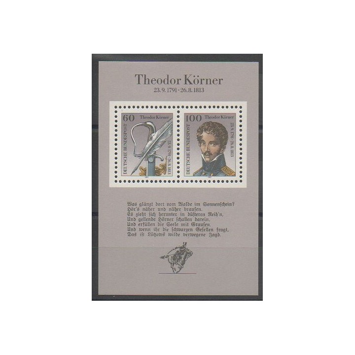 Timbres - Allemagne - 1991 - No BF24 - Littérature