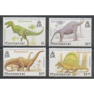 Timbres - Montserrat - 1992 - No 780/783 - Animaux préhistoriques