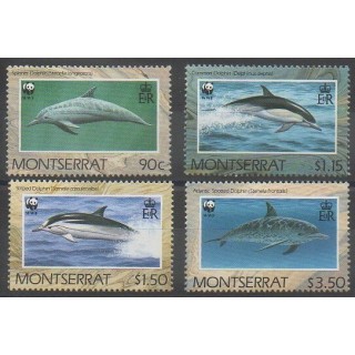 Timbres - Montserrat - 1990 - No 743/746 - Mammifères - Animaux marins - Espèces menacées - WWF