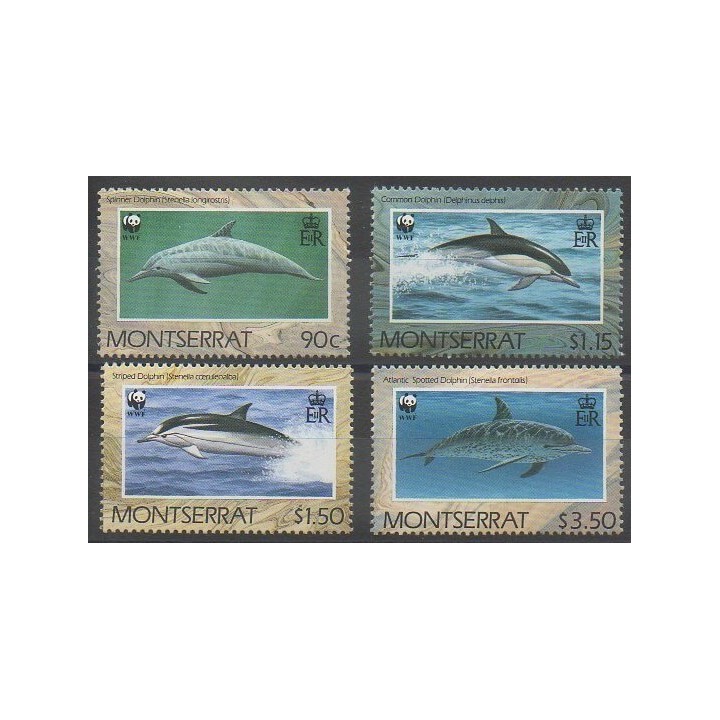 Stamps - Montserrat - 1990 - Nb 743/746 - Mamals - Sea animals - Endangered species - WWF