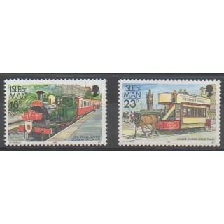 Timbres - Man (Ile de) - 1992 - No 524/525 - Chemins de fer - Transports