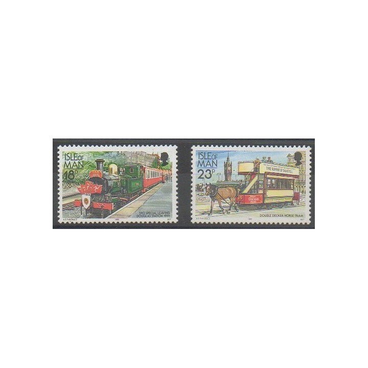 Timbres - Man (Ile de) - 1992 - No 524/525 - Chemins de fer - Transports