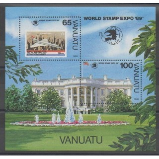 Stamps - Vanuatu - 1989 - Nb BF14 - Exhibition - Planes