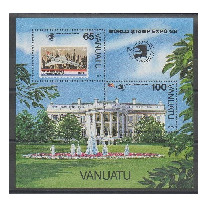 Stamps - Vanuatu - 1989 - Nb BF14 - Exhibition - Planes
