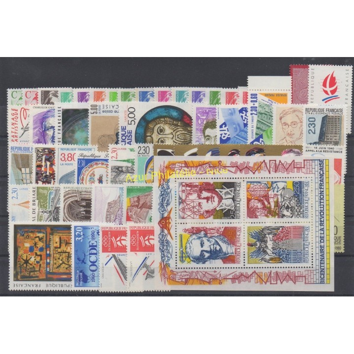 Timbres  - France - 1990 - No 2615/2675 et BF 12