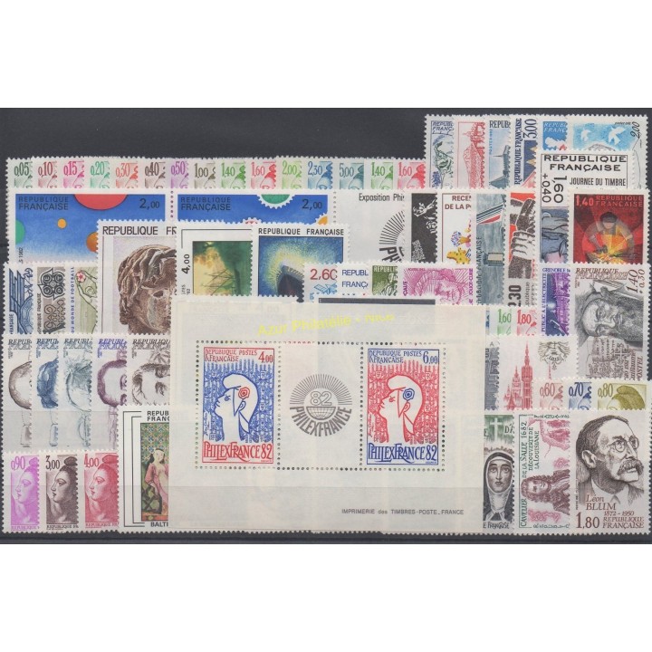 Timbres  - France - 1982 - No 2178/2251 et BF 8