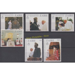 Timbres - Thème papauté - Zaïre - 1981 - No 1037/1042