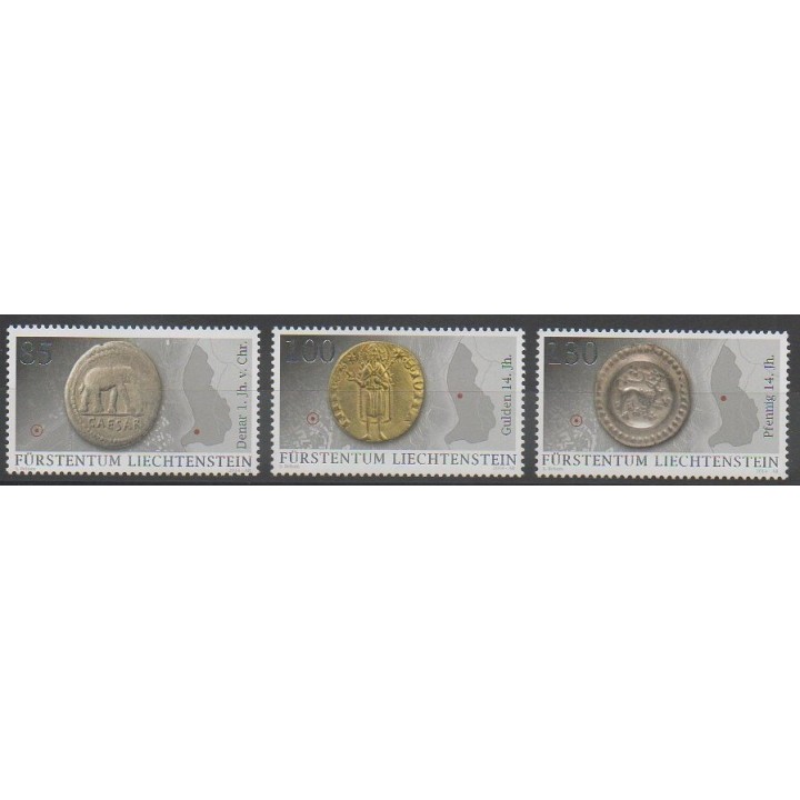 Timbres - Liechtenstein - 2014 - No 1652/1654 - Monnaies, billets ou médailles