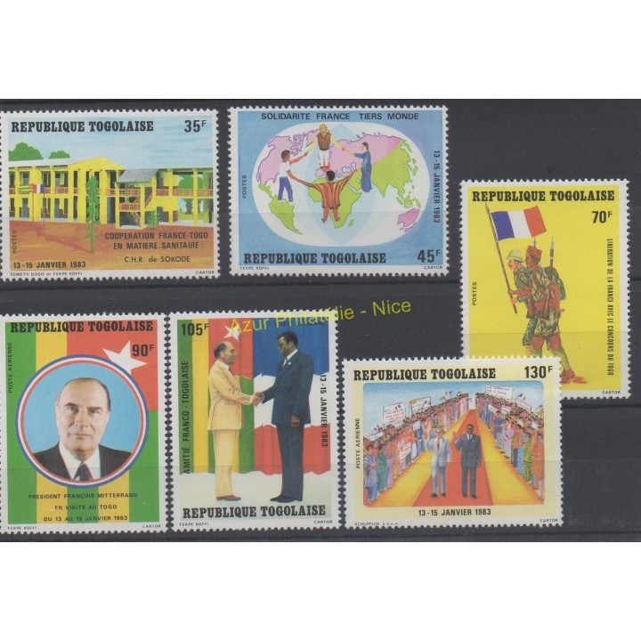 Timbres - Thème célébrités - Togo - 1983 - No 1087/1089 et PA480/PA482