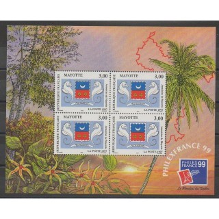 Stamps - Mayotte - Block and sheet - 1999 - Nb BF1 - Coats of arms - Exhibition