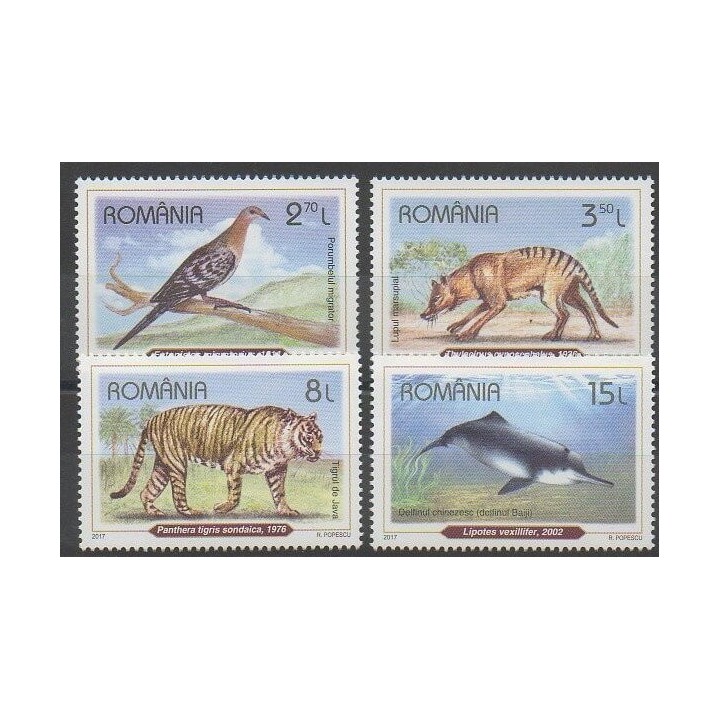Timbres - Roumanie - 2017 - No 6139/6142 - Animaux - Espèces menacées - WWF