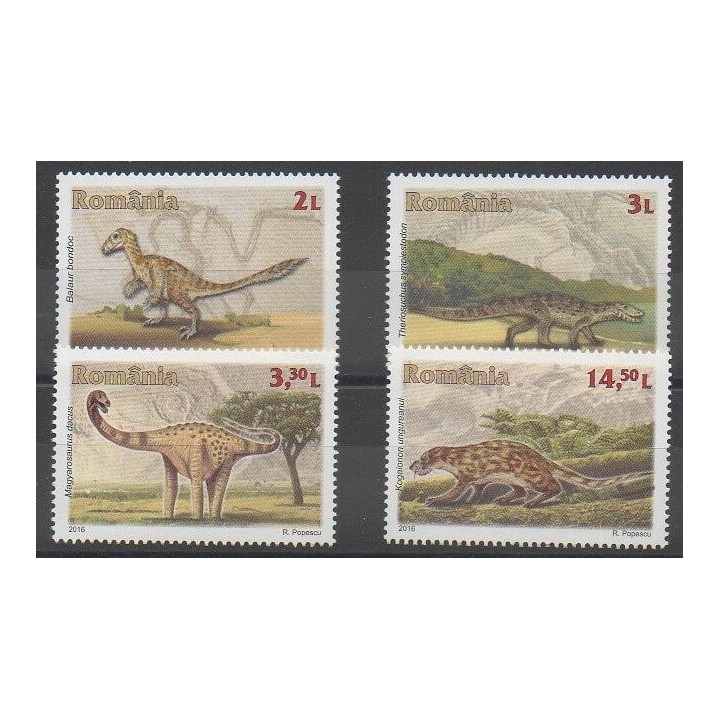 Stamps - Romania - 2016 - Nb 5974/5977 - Prehistoric animals