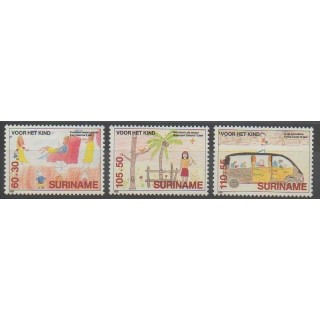 Timbres - Surinam - 1989 - No 1171/1173 - Enfance - Dessins d'enfants