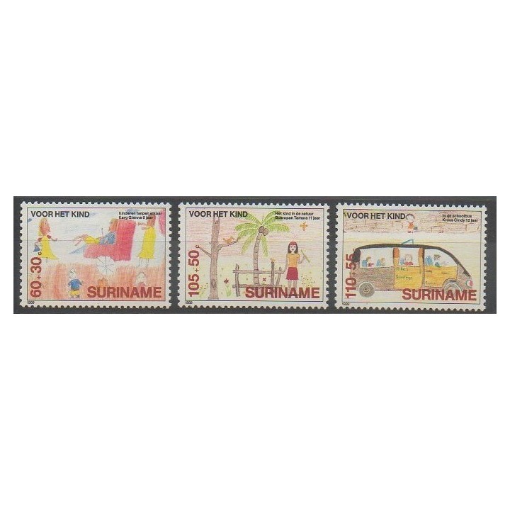 Stamps - Suriname - 1989 - Nb 1171/1173 - Childhood - Children's drawings