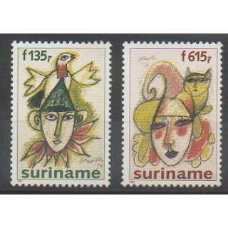 Timbres - Surinam - 1995 - No 1373/1374 - Masques ou carnaval