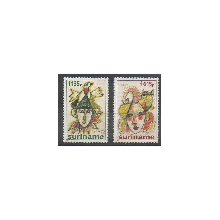 Timbres - Surinam - 1995 - No 1373/1374 - Masques ou carnaval