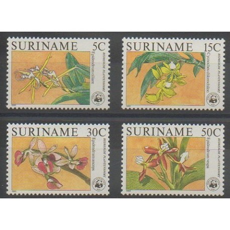 Suriname - 1986 - Nb 1034/1037 - Orchids - Endangered species - WWF