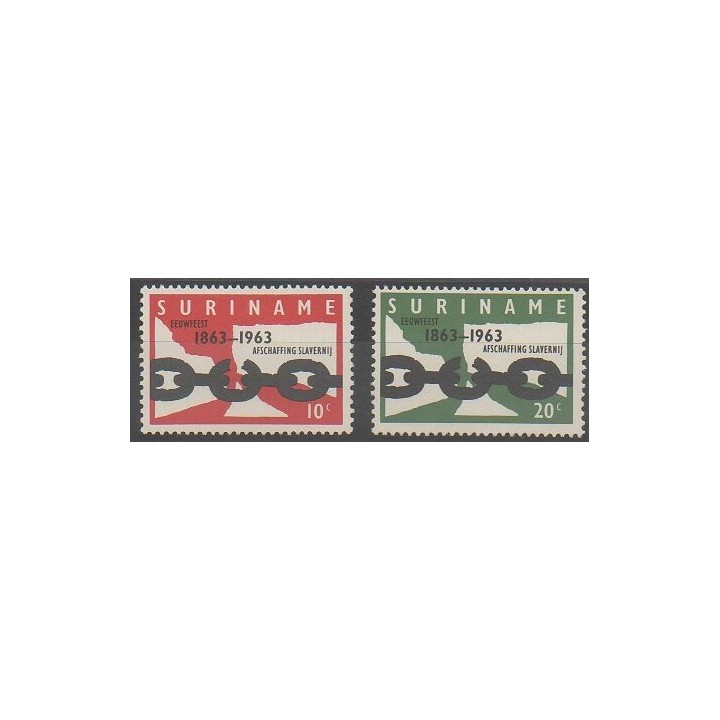 Timbres - Surinam - 1963 - No 383/384 - Droits de l'Homme