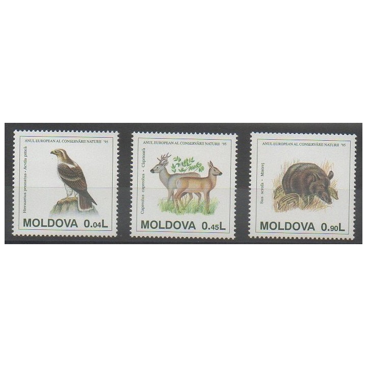 Stamps - Moldova - 1995 - Nb 129/131 - Animals