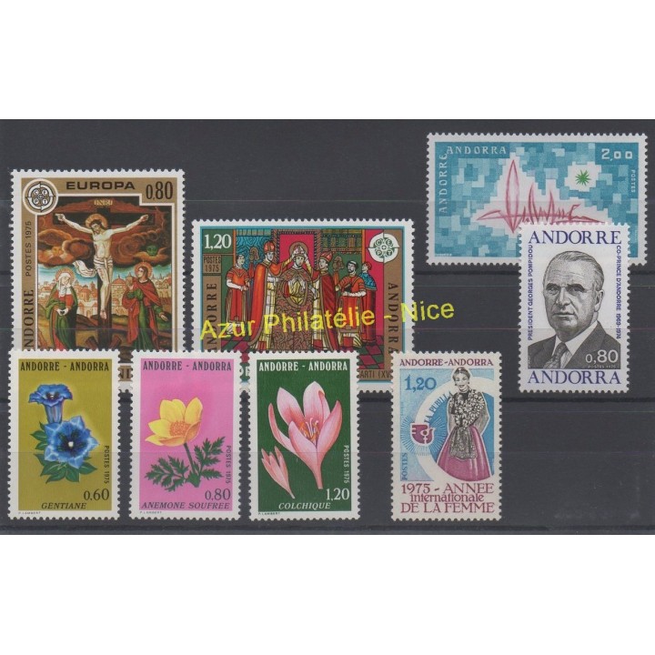 Timbres  - Andorre - Année complète - 1975 - No 243/250