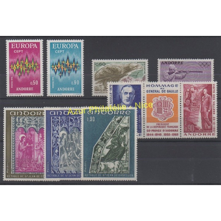 Timbres  - Andorre - Année complète - 1972 - No 217/225