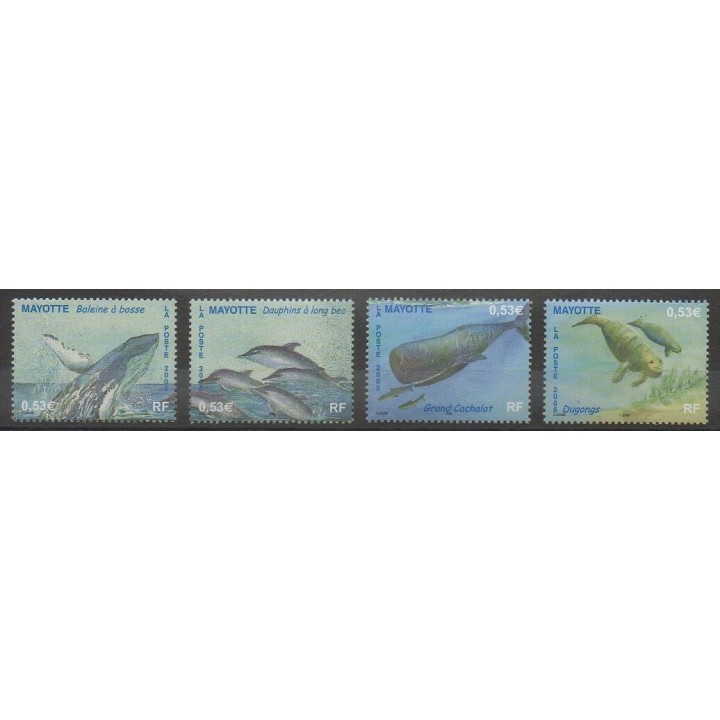 Stamps - Mayotte - Post - 2005 - Nb 173/176 - Mamals - Sea animals