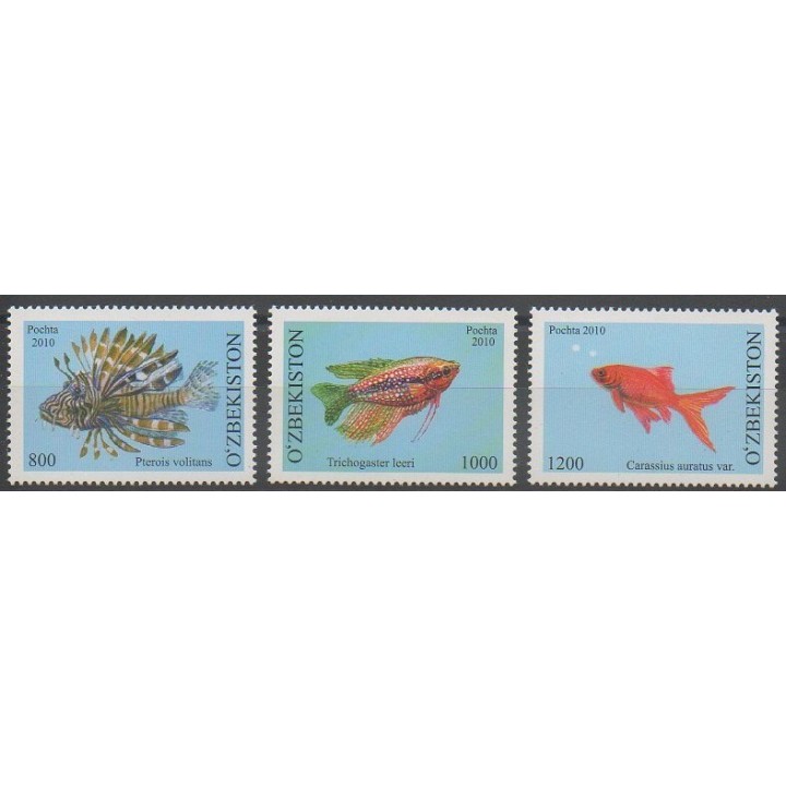 Timbres - Ouzbékistan - 2010 - No 807/809 - Animaux marins