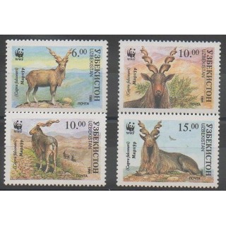 Timbres - Ouzbékistan - 1995 - No 61AA/61AD - Mammifères - Espèces menacées - WWF