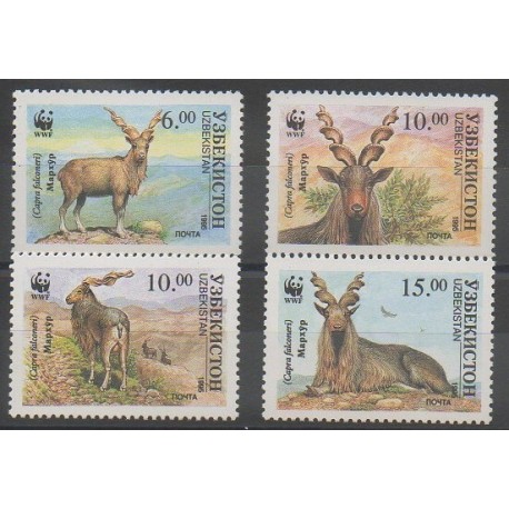 Uzbekistan - 1995 - Nb 61AA/61AD - Mamals - Endangered species - WWF
