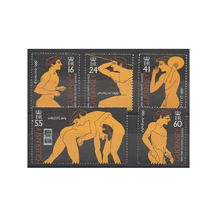 Timbres - Guernesey - 1996 - No 713/717 - Jeux Olympiques d'été