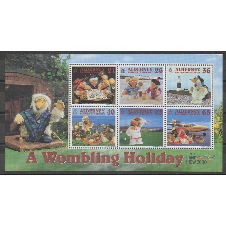 Timbres - Aurigny (Alderney) - 2000 - No BF7 - Tourisme - Philatélie - Sports divers