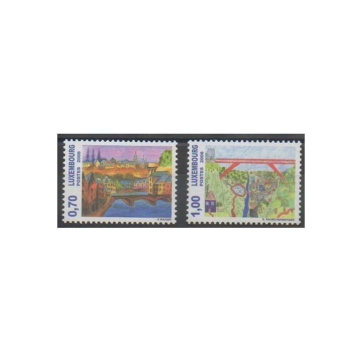 Timbres - Luxembourg - 2008 - No 1739/1740 - Dessins d'enfants